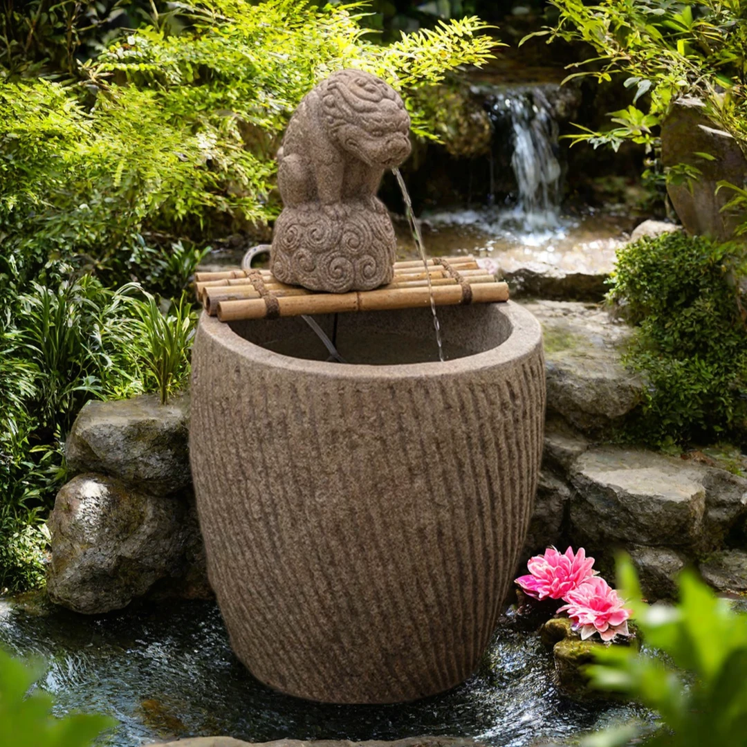 昇岩大缸景观仿石缸户外造景摆件水缸养鱼景观石缸户外庭院造景