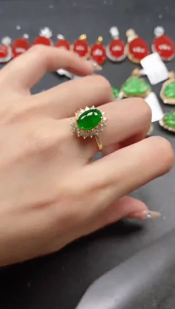 银S925镶嵌戒指翡翠51151