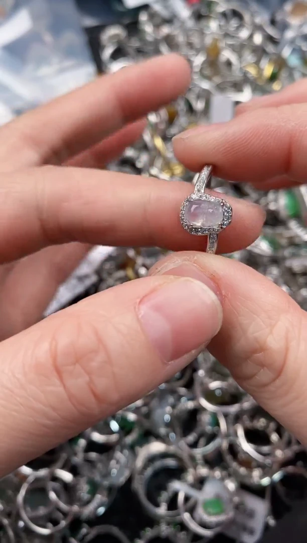 银S925镶嵌戒指翡翠444              6