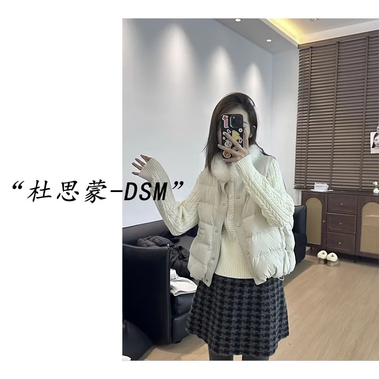 DSM-【裳影逸情】韩国货！25秋冬韩系时尚叠搭连帽排骨马甲Z7706