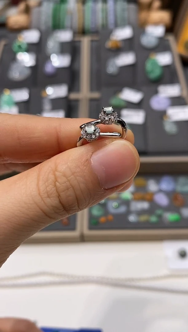 颈饰银S925镶嵌翡翠耳饰 多样性发一件