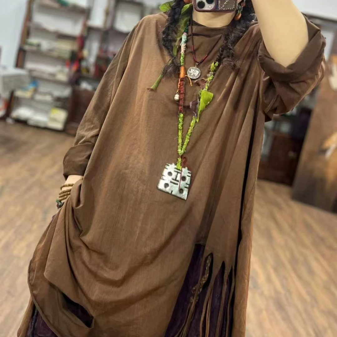 高订彩染工艺手工辫子乞风打底衫流苏破洞T恤(衣长90胸围140)