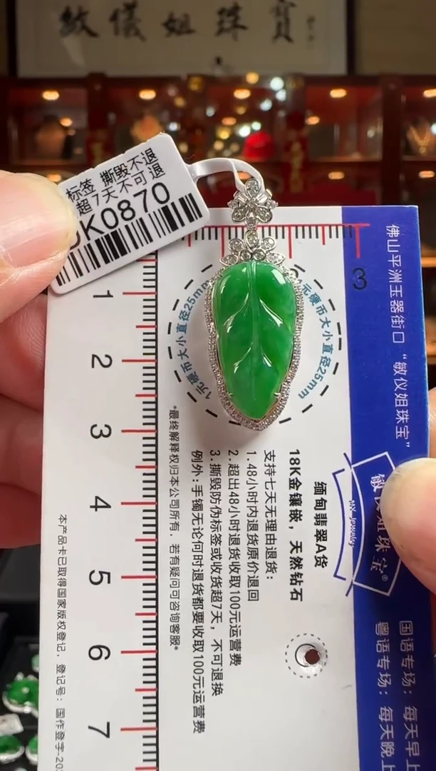 翡翠18K金镶嵌颈饰DK0870叶子