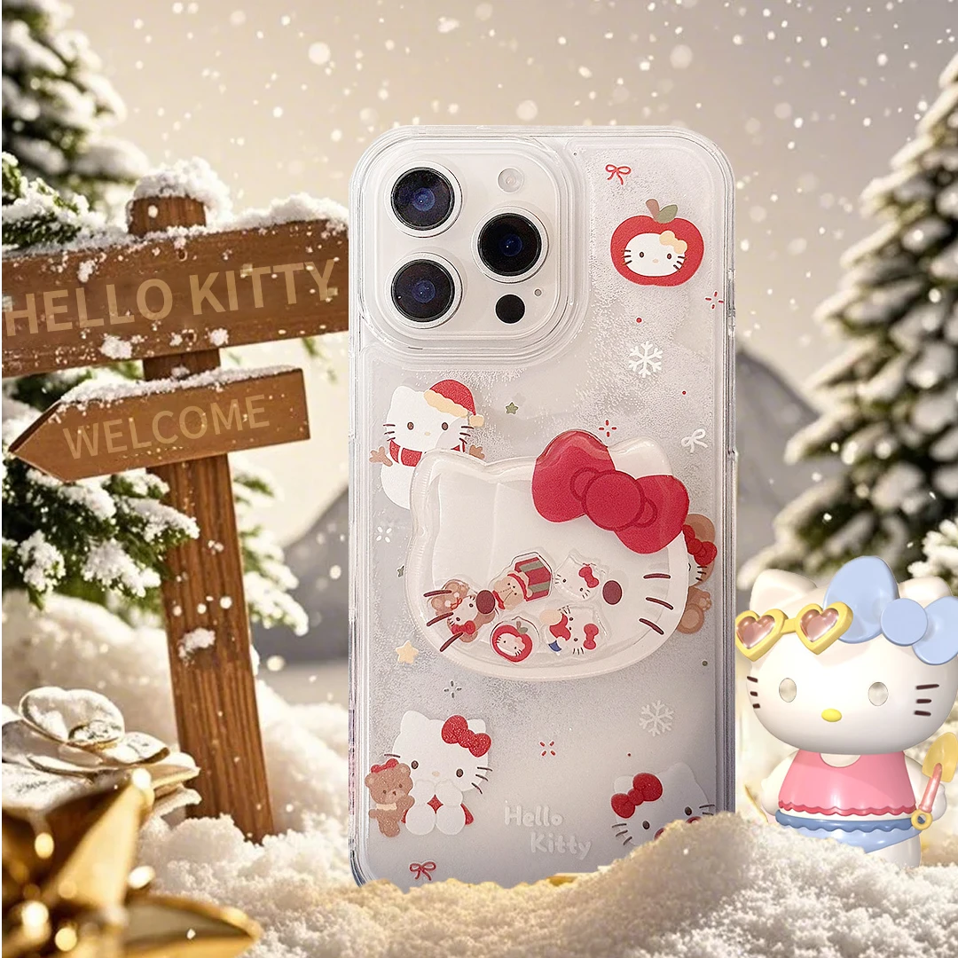 下雪啦 | 新款绵绵雪沙hello kitty可爱网红手机壳 带同款支架