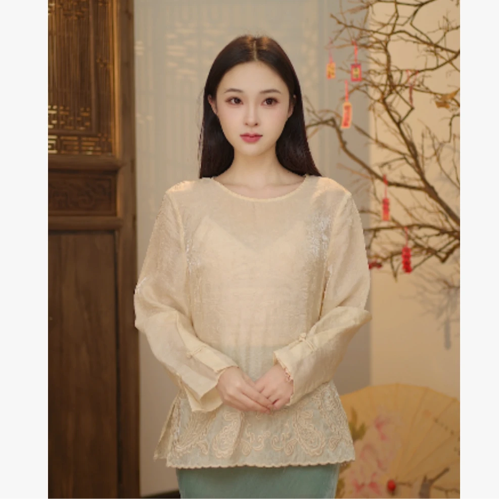 国风典雅气质内搭新中式百搭小衫2025C4169白桦布卓尔仓