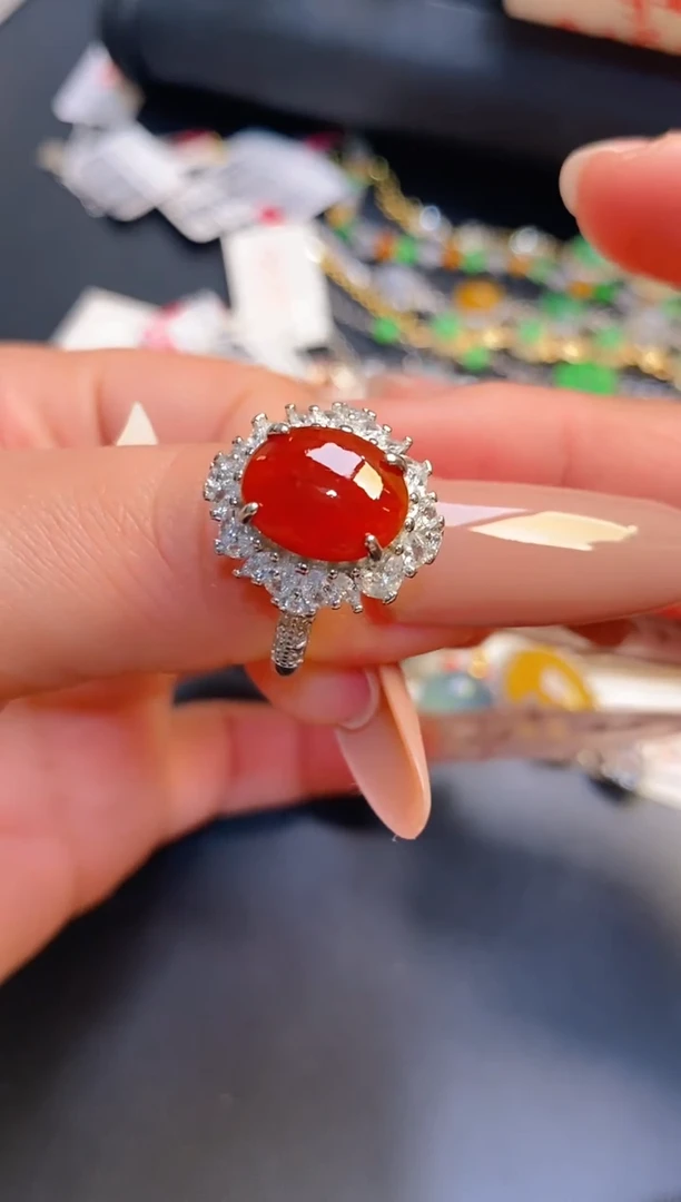 银S925镶嵌戒指翡翠天然