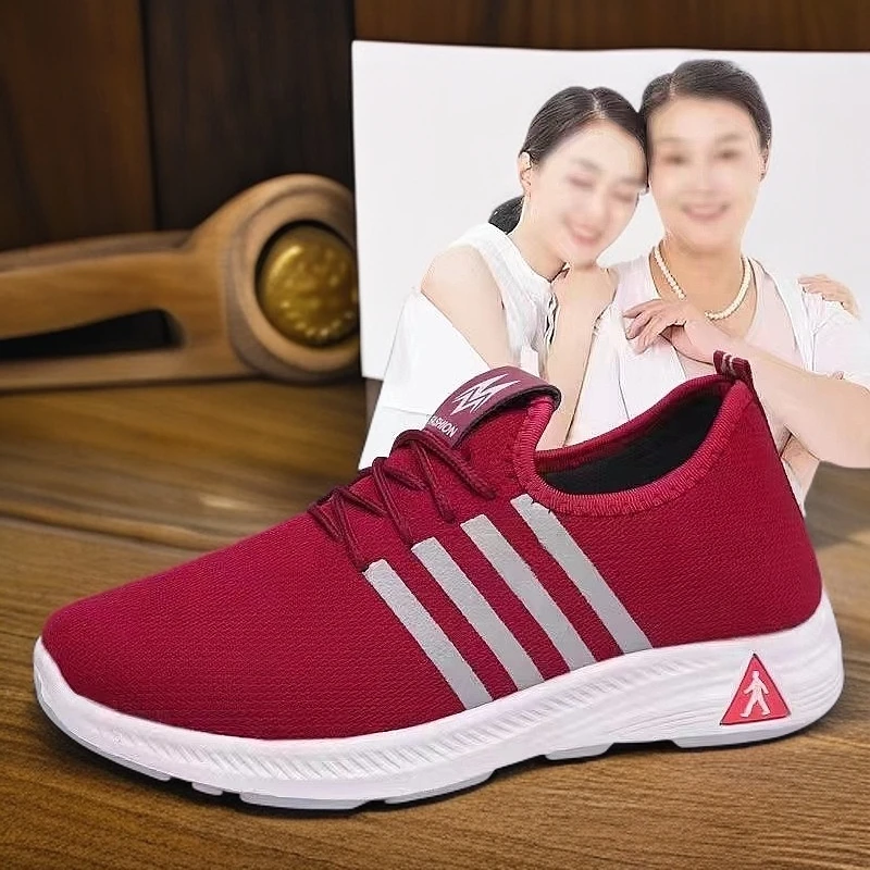 妈妈鞋夏季网面透气轻便跑鞋软底跑鞋休闲鞋舒适不累脚健步鞋运动