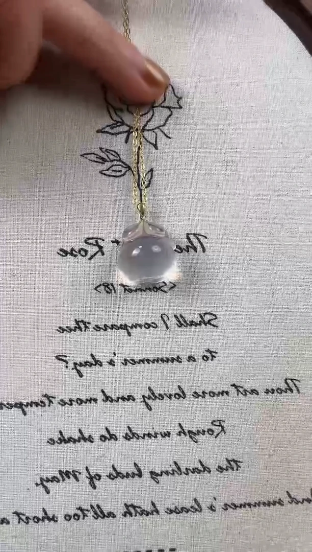 颈饰18K金镶嵌水晶天然水晶吊坠