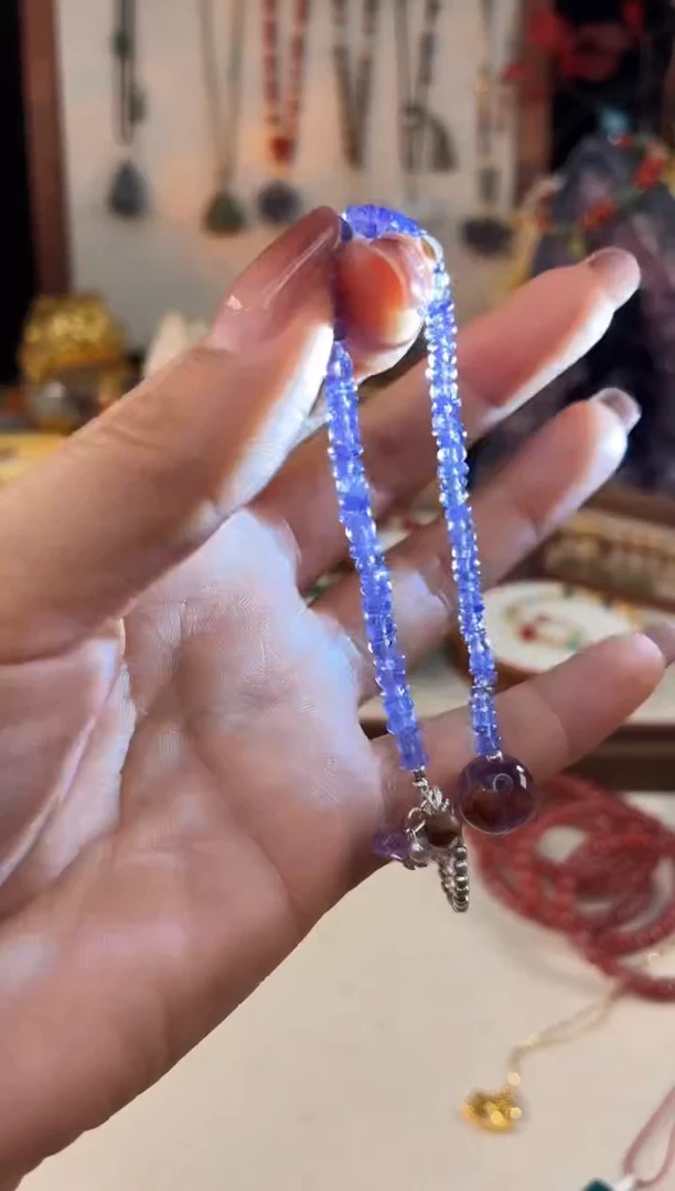 银S925镶嵌手链坦桑石@@C921L020596