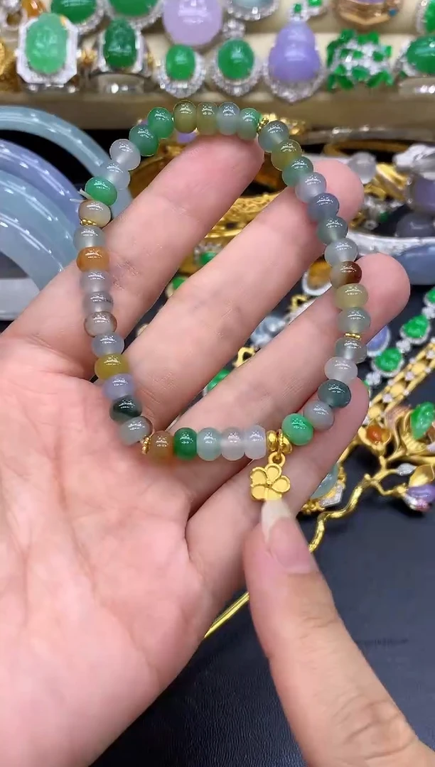 足金镶嵌手链翡翠208-中国好珍宝