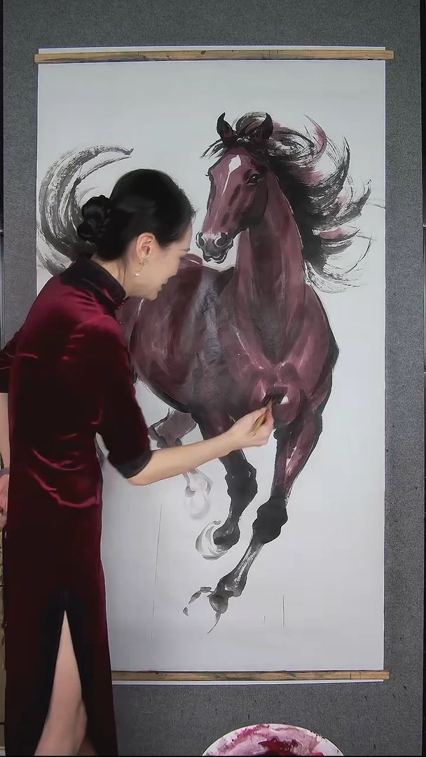 卉卉直播间画作6尺 红马