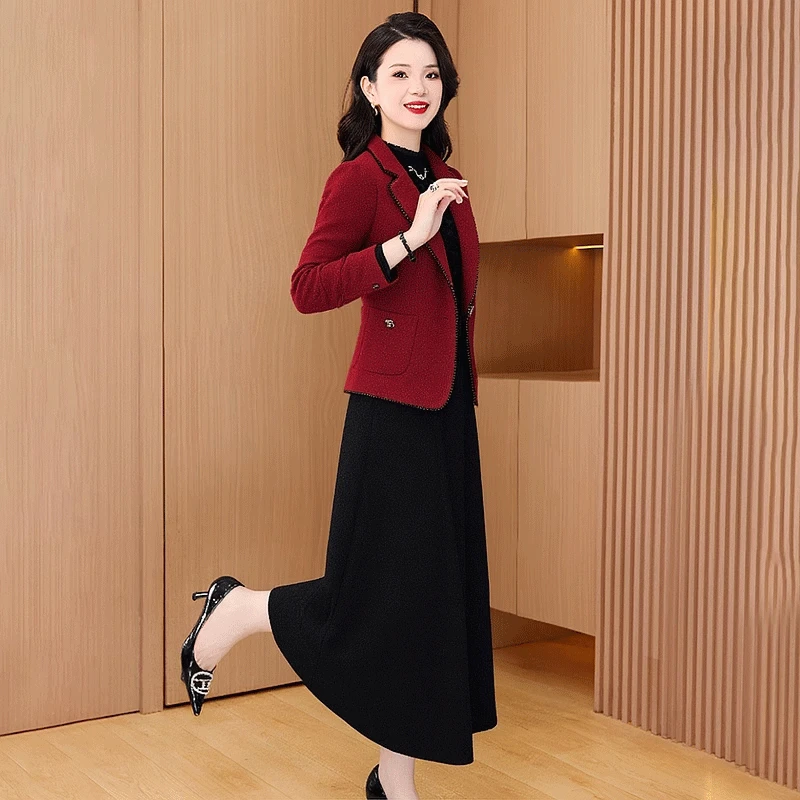 大方得体早秋穿搭高端品牌喜婆婆妈妈结婚宴装礼服连衣裙女两件套