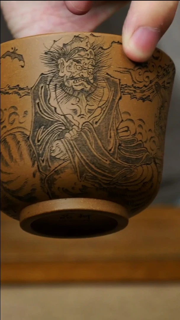 茶杯紫砂南柯记全手刻杯