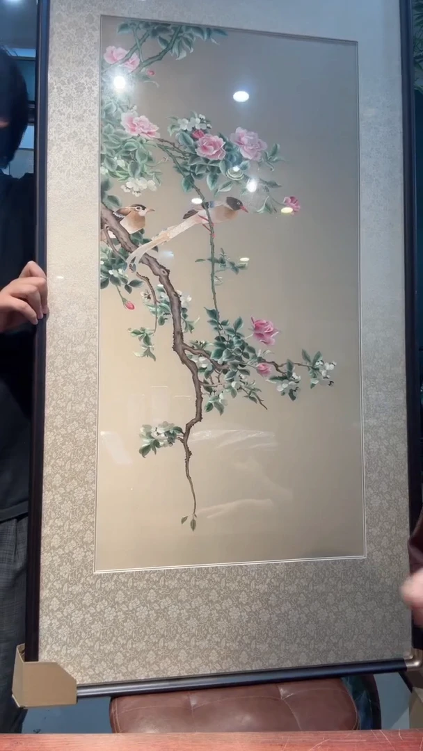 刺绣魏非遗苏绣手工刺绣月季花鸟图一米四