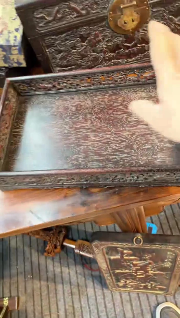 【闪购商品】木紫檀镂空雕刻底座茶盘