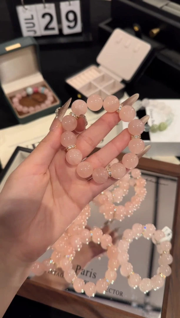 水晶手链合金粉水晶x2127