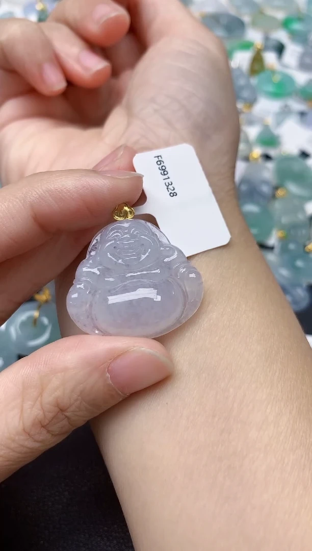 颈饰18K金镶嵌翡翠天然缅甸A货翡翠