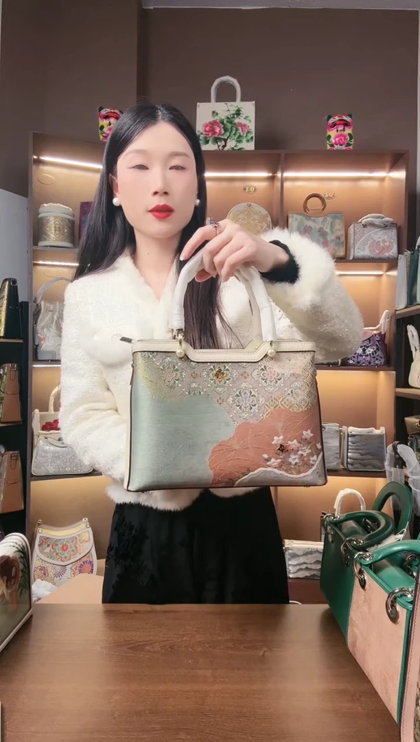 【闪购商品】织绣【19号】岁玺子兮 头层牛皮 珍珠托特