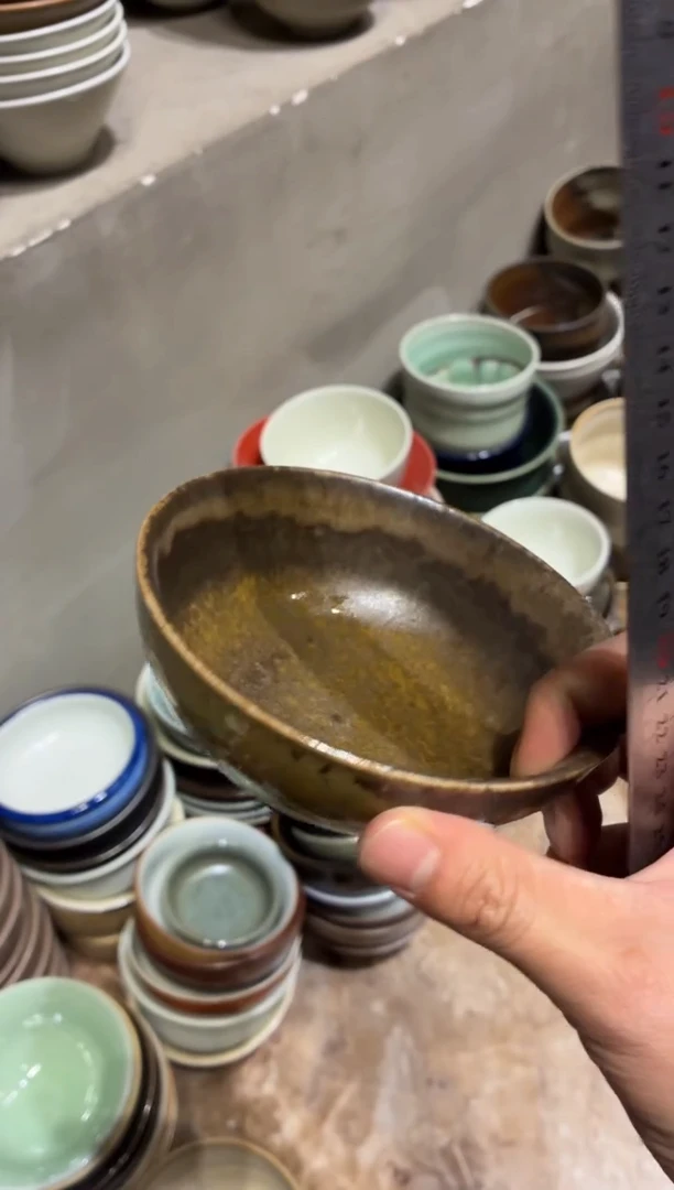 瓷片袁**味312黑金高足小碗1个