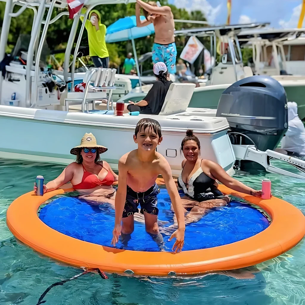 充气水上圆形吊床折叠成人沙发游泳躺椅水上漂浮垫浮床垫子浮排