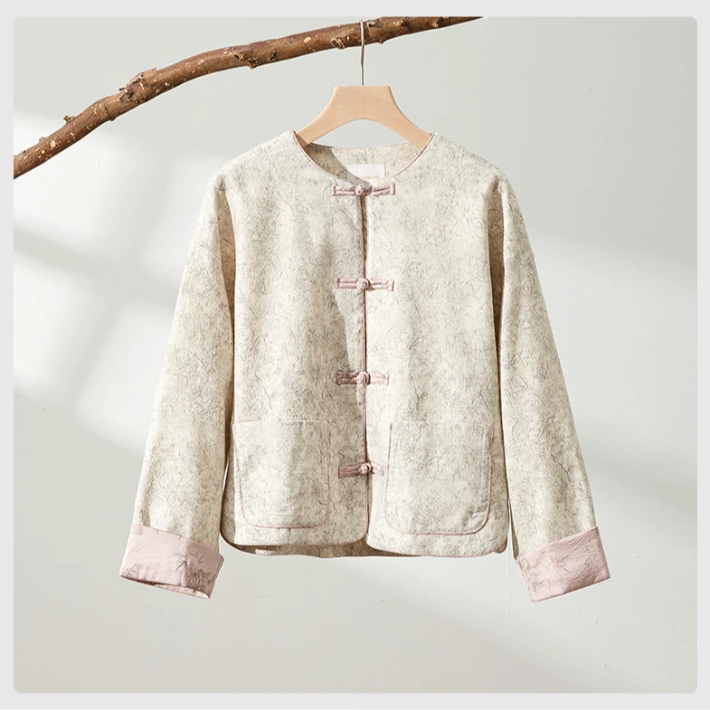 Basic House/百家好春季新款流金岁月提花盘扣外套B1194B52212