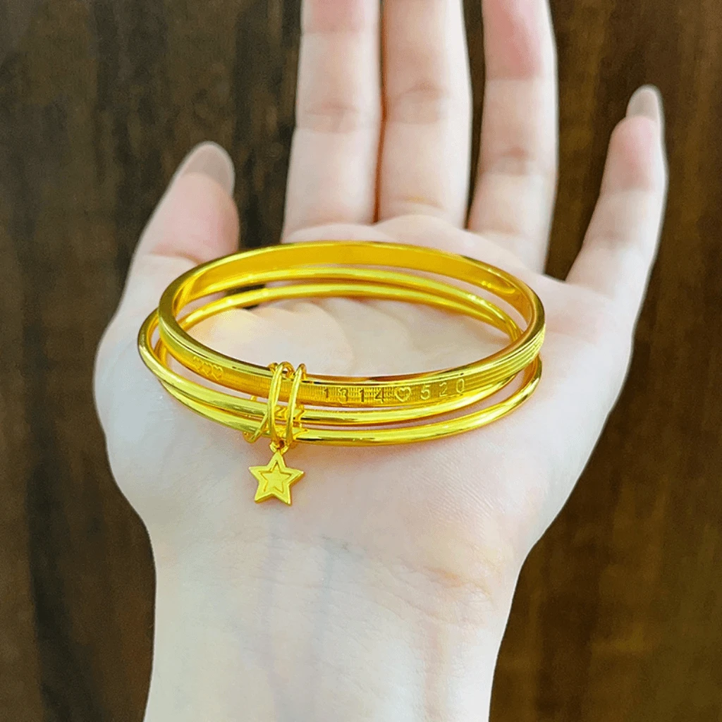 高定款三生三世星星素圈手镯三圈手环结婚送女友礼物