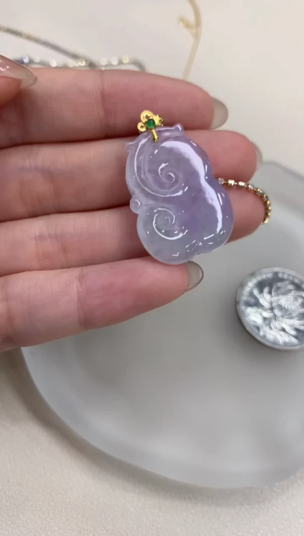 翡翠18K金镶嵌吊坠(不含链)如意