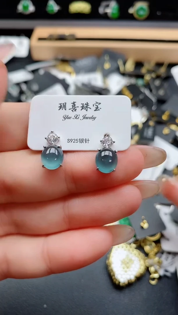 银S925镶嵌戒指翡翠1