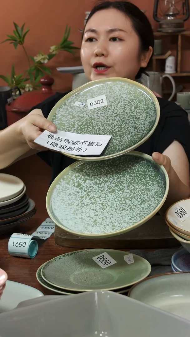 碗D582陶瓷盘子2件套瑕疵