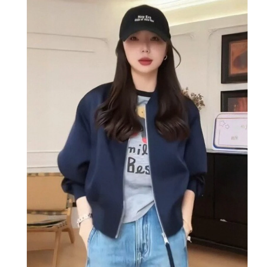 美式圆领棒球服短外套2025春装新款轻奢高级感超火减龄夹克上衣