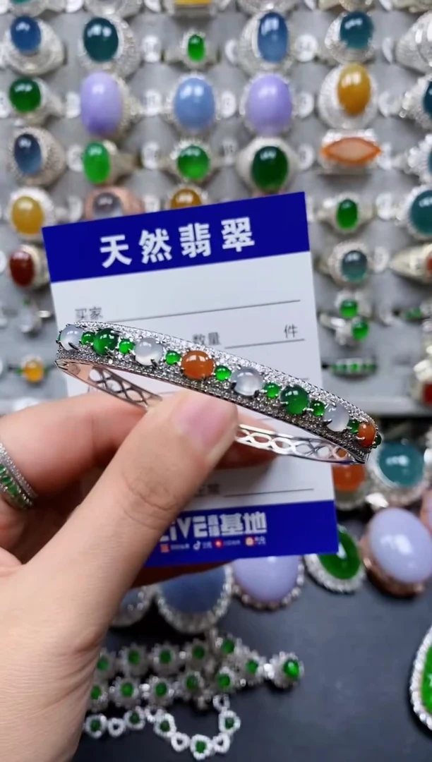 【闪购商品】翡翠手镯银S925镶嵌0399