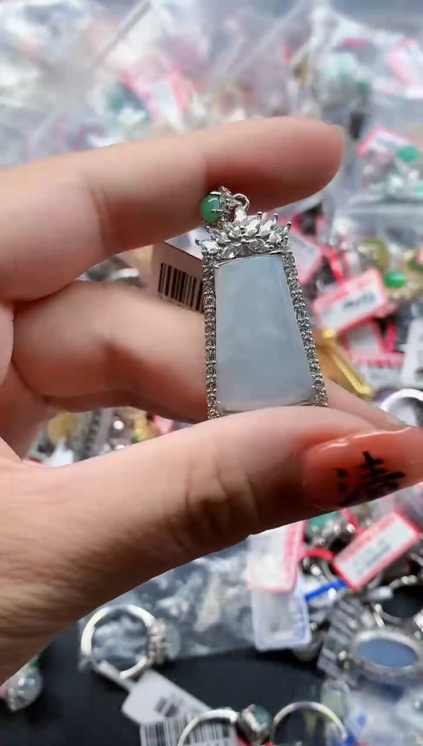 银S925镶嵌戒指翡翠天然A货缅甸翡翠