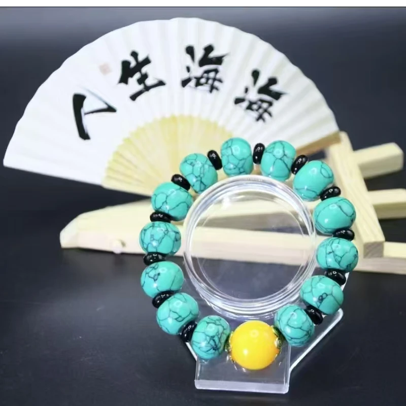 非金属树脂手链 绿大算珠加单圈手链