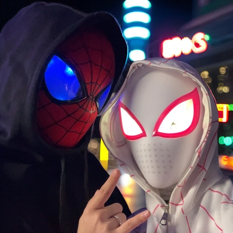 格温蜘蛛侠头盔发光触控遥控超凡荷兰弟电动面具灯光情侣款礼物