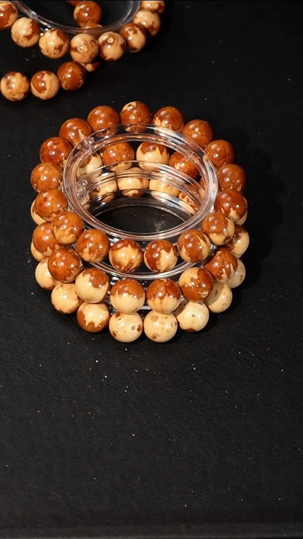 紫金鼠手串熊猫正圆光珠