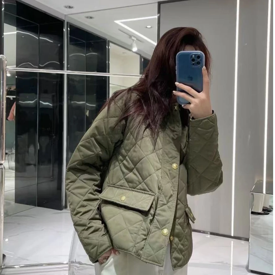 全新未使用 Celine/思琳 翻领logo外套 军绿色/36