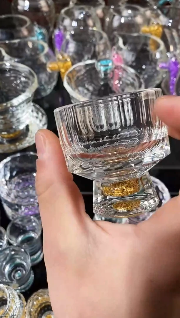 【闪购商品】玺宴新款水晶竖纹杯金箔