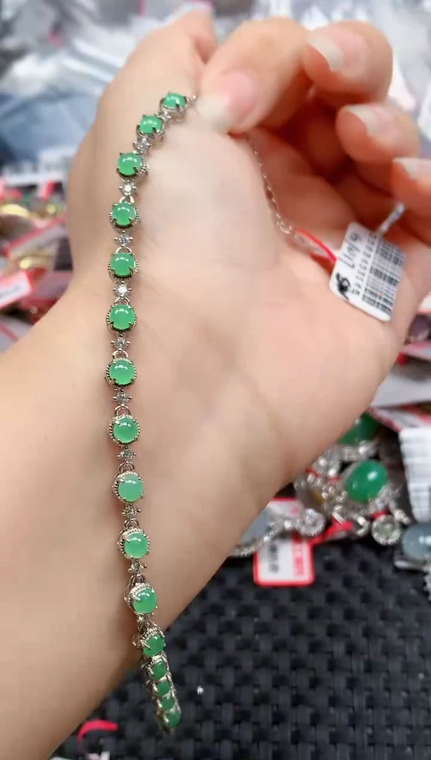 银S925镶嵌戒指翡翠天然A货缅甸翡翠