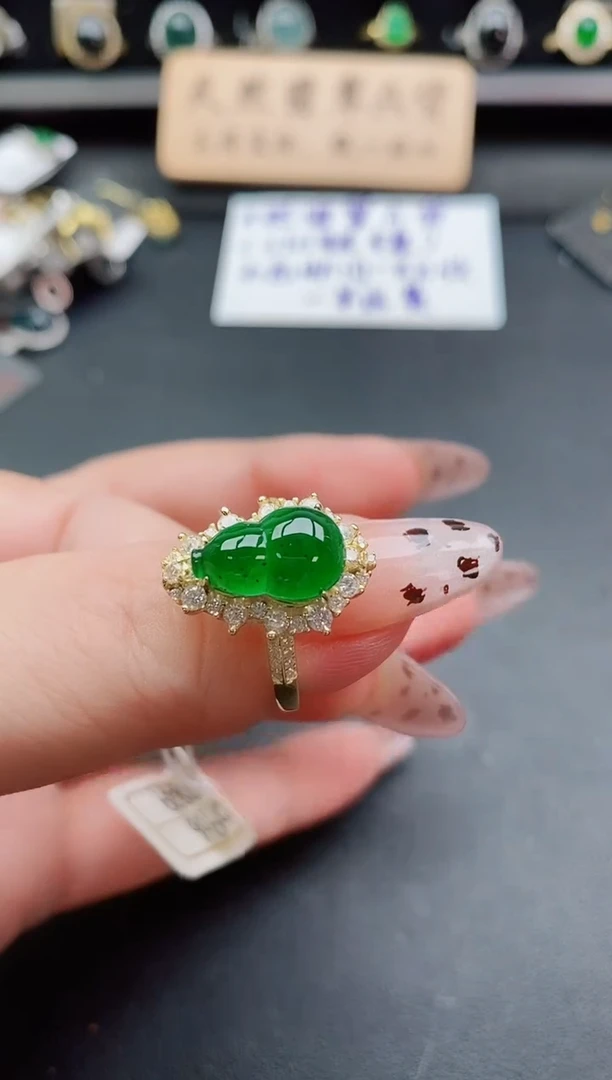 银S925镶嵌戒指翡翠1