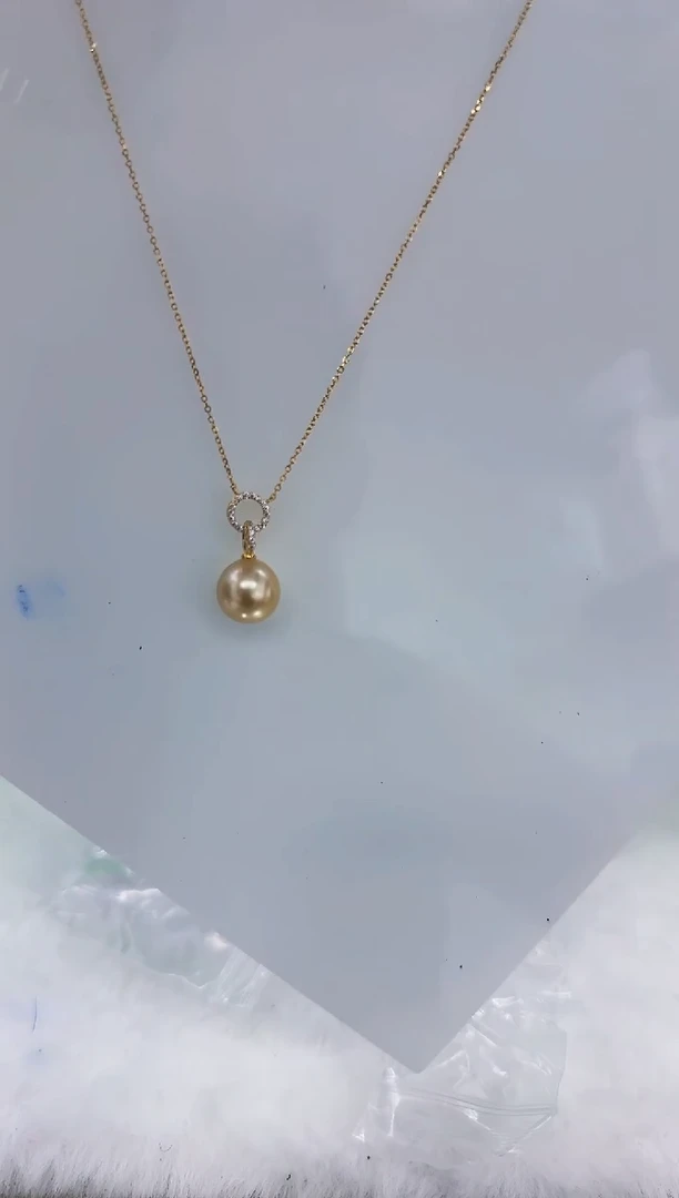 银S925镶嵌海水珍珠DA金珠吊坠11-12 j223