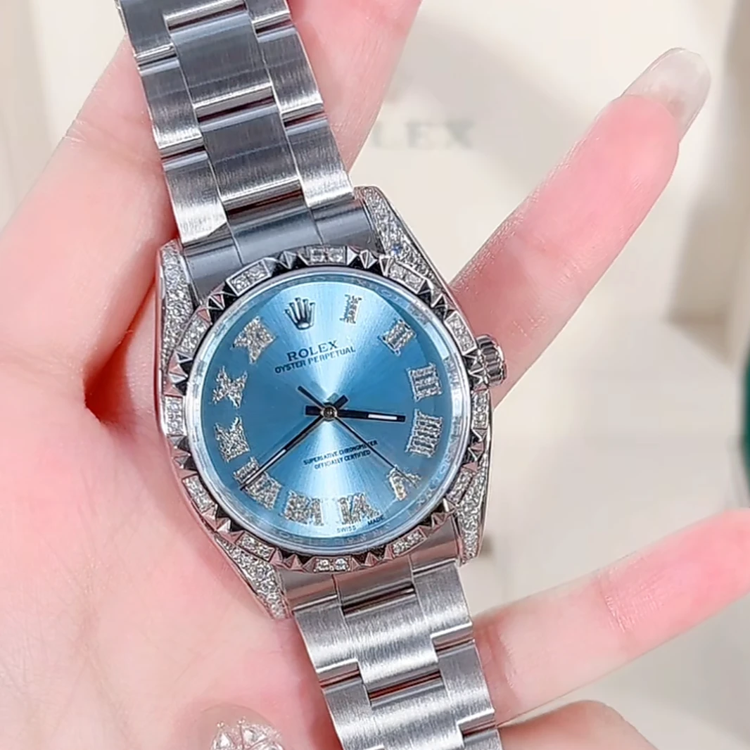 99新 Rolex/劳力士 蚝式恒动系列116000冰蓝盘后钻腕表/WHT024834
