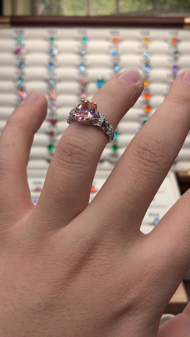 戒指彩色蓝宝石银S925镶嵌0611