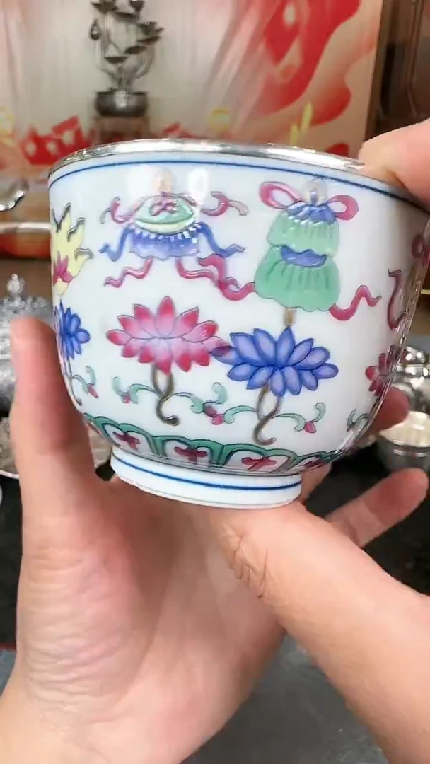 王*师足银纯手工八宝茶杯