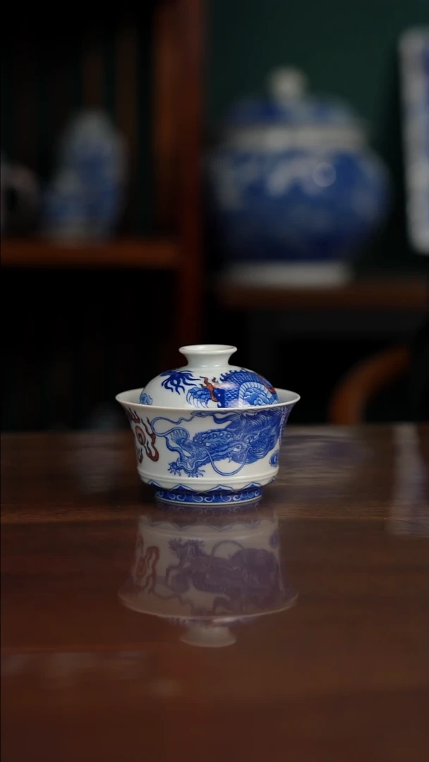 自成堂柴窑 龙盖碗