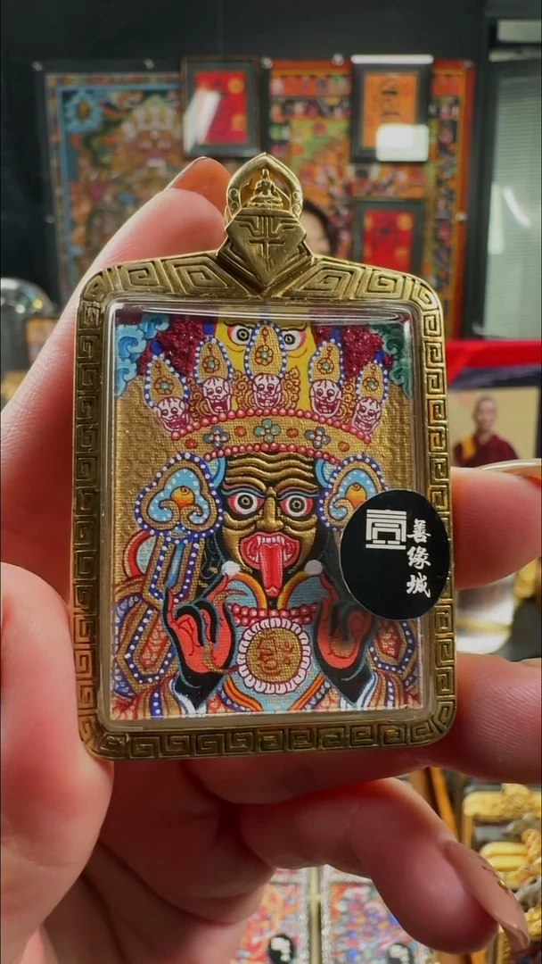 吊坠 壹善缘城手绘唐卡扎基铜防水壳