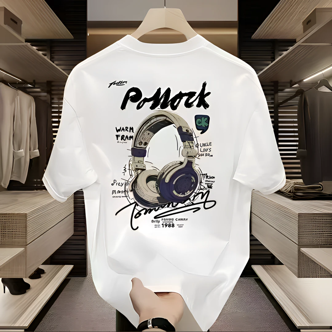 啄木鸟纯棉短袖t恤男夏季潮牌百搭宽松圆领全棉重磅印花上衣