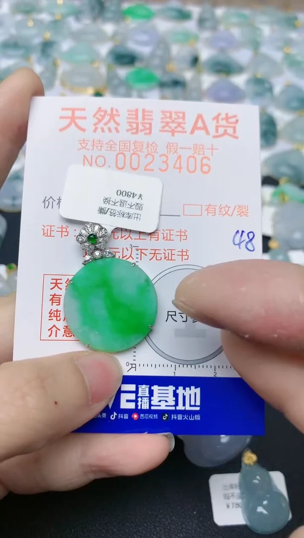 【闪购商品】翡翠颈饰18K金镶嵌天然翡翠A货    48