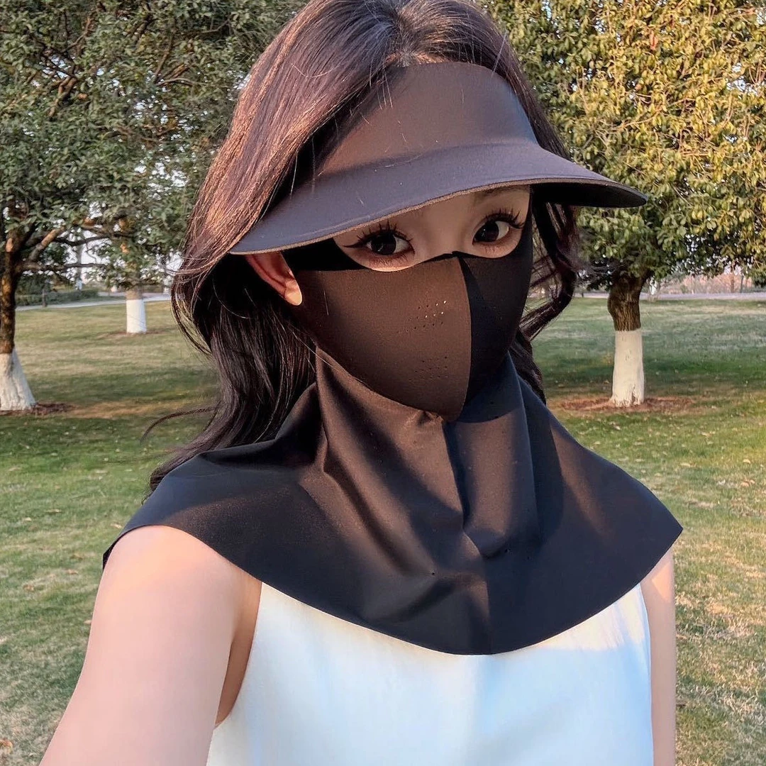 【风吹不掉】骑行长款防晒帽拆卸一体冰感防晒面罩全脸脖颈防紫外线