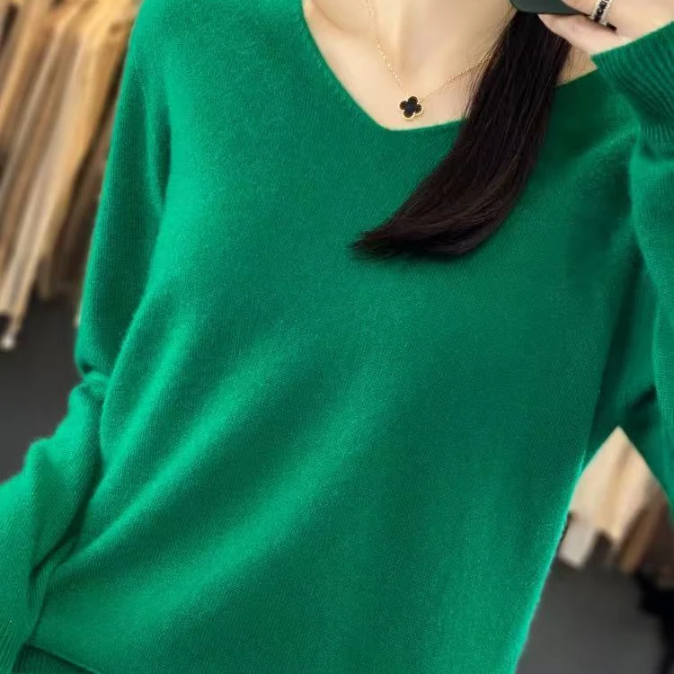 全毛圆领V领一线无缝羊毛衫薄款打底衫百搭