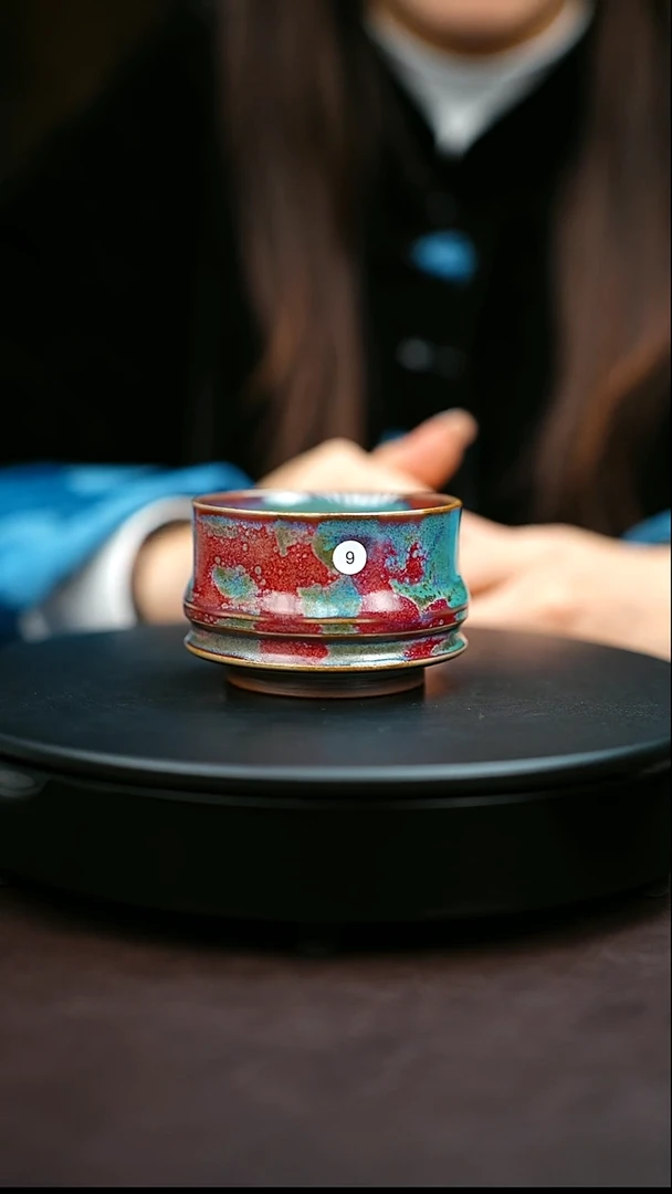 9#原矿钧瓷炉钧釉马蹄杯